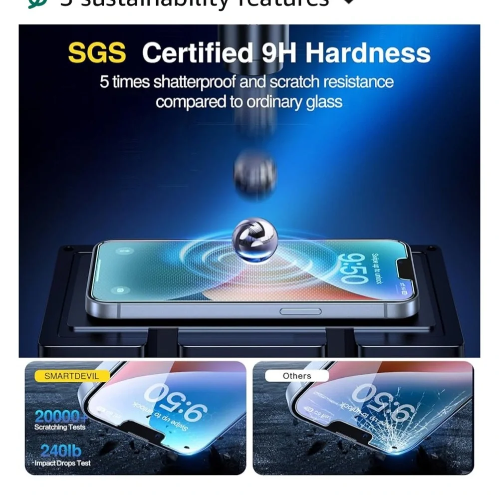 SMARTDEVIL Screen Protector for iPhone 13 mini/ Tempered Glass HD Clear Film nwt